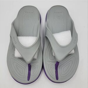 Croc Thong‎ Comfort Sandals Flip Flops Crocs Gray Purple Womens sz 9 Recovery